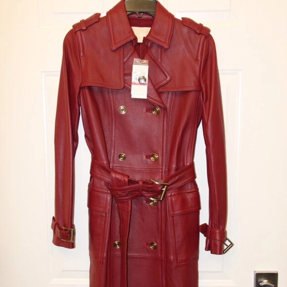 NEW!! Michael Kors Leather Trench Coat; Size XS - Picture 4 of 7